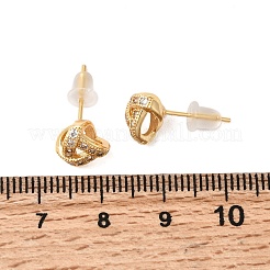 Knot Brass Micro Pave Clear Cubic Zirconia Stud Earrings&nbsp;EJEW-P331-04G
