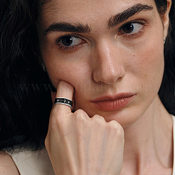 2Pcs 2 Colors Stainless Steel Finger Rings for Women Men&nbsp;RJEW-GO0001-01
