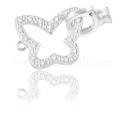 2Pcs 925 Sterling Silver Micro Pave Clear Cubic Zirconia Fold Over Clasps&nbsp;STER-BBC0008-47