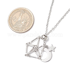 304 Stainless Steel Empty Macrame Pouch Star Moon Pendant Cable Chain Necklace Making&nbsp;NJEW-JN05281-01
