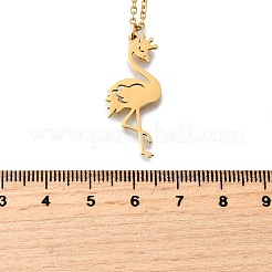 304 Stainless Steel Flamingo Shaped Pendant Cable Chain Necklaces for Women Men&nbsp;NJEW-Q032-02B-G