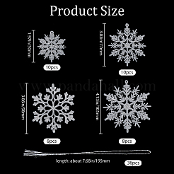 36Pcs Glitter Christmas Snowflake Plastic Hanging Ornaments&nbsp;HJEW-GF0001-64A