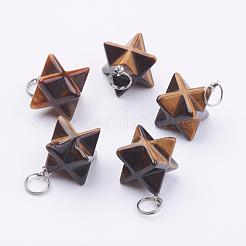 Natural Tiger Eye Pendants&nbsp;G-E398-01C