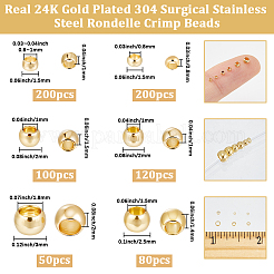 750Pcs 6 Styles 304 Stainless Steel Spacer Beads&nbsp;STAS-BBC0009-02