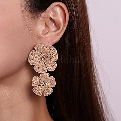 Flower Brass Findings Raffia Dangle Stud Earrings&nbsp;FS-WG044A9-07