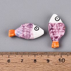 Hand Painted Fish Shaped Porcelain Beads&nbsp;PORC-N013-06L