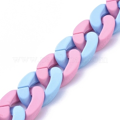 Handmade Opaque Spray Painted Acrylic Curb Chains&nbsp;AJEW-JB00618-02