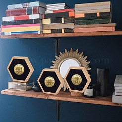 Hexagon Wood Coin Boxes&nbsp;CON-WH0089-129