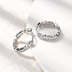 Brass Micro Pave Cubic Zirconia Hoop Earrings&nbsp;EJEW-P322-02P