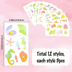 36Pcs 2 Style PVC Waterproof Self-Adhesive Picture Stickers&nbsp;STIC-SP0001-09A