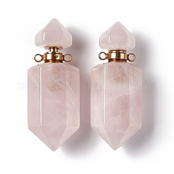 Faceted Bullet Natural Rose Quartz Perfume Bottle Pointed Pendants&nbsp;G-A026-07C