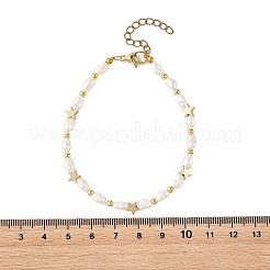 Natural Cultured Freshwater Pearl & Brass Beaded Bracelets for Women&nbsp;BJEW-JB14155