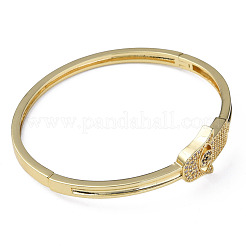 Cubic Zirconia Hamsa Hand Hinged Bangle&nbsp;BJEW-N012-033