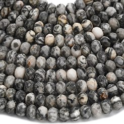 Natural Black Silk Stone/Netstone Beads Strands&nbsp;G-Z111-A45
