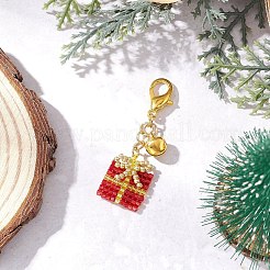 4Pcs Christmas Gift Handmade Glass Seed Beads Pendant Decoraitons&nbsp;HJEW-MZ00350