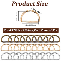120Pcs 3 Colors Iron D Rings&nbsp;IFIN-CL0001-17