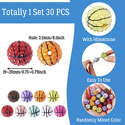 30Pcs Sport Theme Resin Rhinestone Beads&nbsp;RESI-TA0003-96C