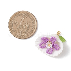 7Pcs Glass Seed Beaded Shell with Flower Pendants&nbsp;PALLOY-MZ01140