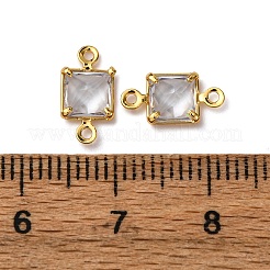 Brass Pave Clear Cubic Zirconia Connector Charms&nbsp;KK-Z121-06G-02
