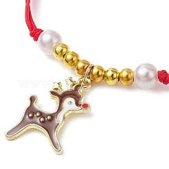 Christmas Theme Alloy Enamel Braided Bead Bracelets&nbsp;BJEW-JB11110