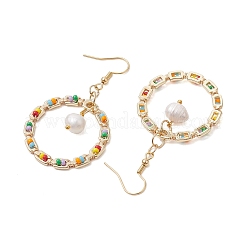 Golden 304 Stainless Steel Ring Dangle Earrings&nbsp;EJEW-MZ00126
