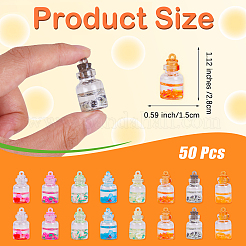 50Pcs Transparent Glass Bottle Pendants&nbsp;JX873A