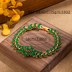 Elegant Brass Pave Cubic Zirconia Link Chain Bracelets for Women&nbsp;IX4712
