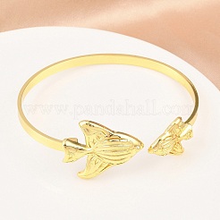 Marine Organism Brass Cuff Bangles for Women&nbsp;BJEW-D368-03O-G