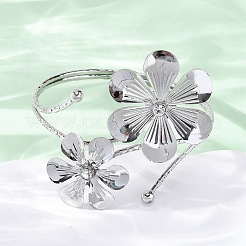 Flower Alloy Arm Cuff Bangles for Girl Women&nbsp;LS-AJEW-A063-01A-P