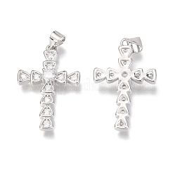 Brass Micro Pave Clear Cubic Zirconia Pendants&nbsp;ZIRC-O038-06P