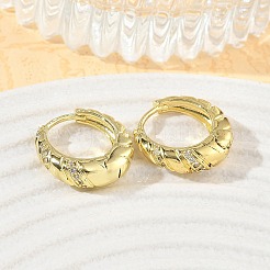 Brass Micro Pave Cubic Zirconia Hoop Earrings&nbsp;KK-CBA30C7-15G