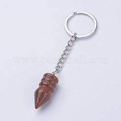 Natural/Synthetic Mixed Stone Pointed Keychain&nbsp;KEYC-E023-06