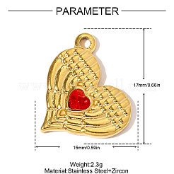 304 Stainless Steel Micro Pave Cubic Zirconia Pendants&nbsp;STAS-OY008-70G
