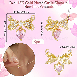 8Pcs Brass Micro Pave Cubic Zirconia Connector Charms&nbsp;KK-BBC0019-38