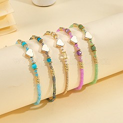 5Pcs 5 Colors Adjustable Nylon Cord Braided Bead Bracelets&nbsp;BJEW-SZ0001-24