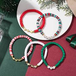 5Pcs 5 Styles Polymer Clay & Acrylic Beaded Stretch Bracelets&nbsp;BJEW-JB11071
