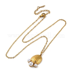 PVD Vacuum Plating 304 Stainless Steel & Plastic Pearl Paw Print Pendant Cable Chain Necklaces for Women&nbsp;STAS-Z114-16G