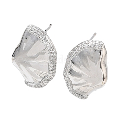 Brass Micro Pave Cubic Zirconia Stud Earrings for Women&nbsp;EJEW-A167-22P