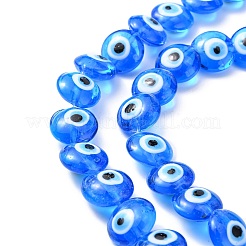 Flat Round Evil Eye Lampwork Bead Strands&nbsp;LAMP-R118-05