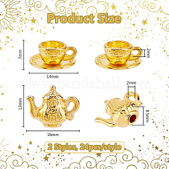 48Pcs 2 Styles Alloy Tea Pot & Coffee Cup Miniture Model&nbsp;AJEW-DC0001-81G