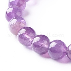 Natural Amethyst Round Beads Stretch Bracelets Set&nbsp;BJEW-JB06980-02