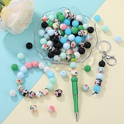 89Pcs Colorful Pattern Printed Silicone Beads Sets&nbsp;SIL-SZ0002-54D