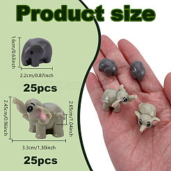 50Pcs 2 Styles Resin 3D Elephant Ornaments&nbsp;AJEW-GA0009-28