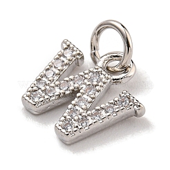 Initial Letter Brass with Cubic Zirconia Charms&nbsp;KK-Q814-26W-P