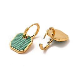 Synthetic Malachite Octogon Dangle Hoop Earring & Pendant Nacklace&nbsp;SJEW-P002-04G