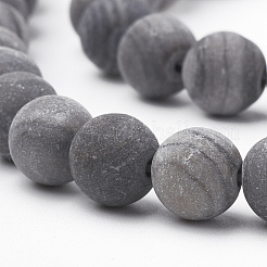 Natural Black Wood Lace Stone Wooden Jasper Beads Strands&nbsp;G-T106-013