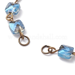 Square Faceted Glass Beaded Link Chain Bracelet Making&nbsp;AJEW-JB01150-48