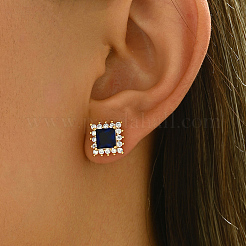 Brass Micro Pave Cubic Zirconia Square Stud Earrings&nbsp;VN1911
