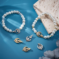 6 Sets 2 Colors Rack Plating Brass Pave Clear Cubic Zirconia Fold Over Clasps&nbsp;KK-BBC0005-64