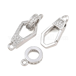 Brass Micro Pave Clear Cubic Zirconia Fold Over Clasps&nbsp;CU-CBA7BFE-06B-P